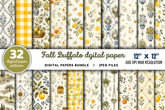 Download Fall Buffalo Digital Paper Graphics - Buffalo Collection