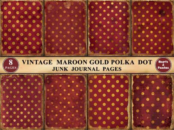 Download Vintage Maroon Gold Polka Dot Paper Pack - Premium Resources