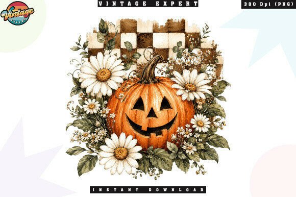 Download Floral Halloween Pumpkin Buffalo Plaid - Buffalo Collection
